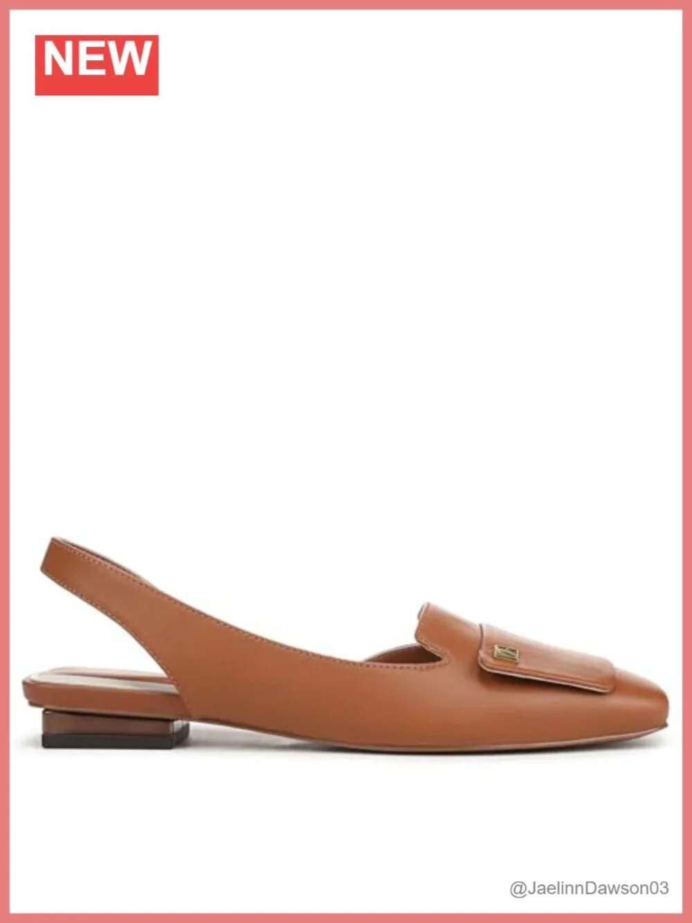 Slingback Ballet Flats Leather Eco-Comfort Block Heel Slip-On Square Toe